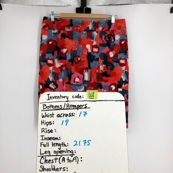 Anthropologie Vanessa Virginia Red Floral Corduroy Knee length pencil skirt Sz 8 - Picture 15 of 16